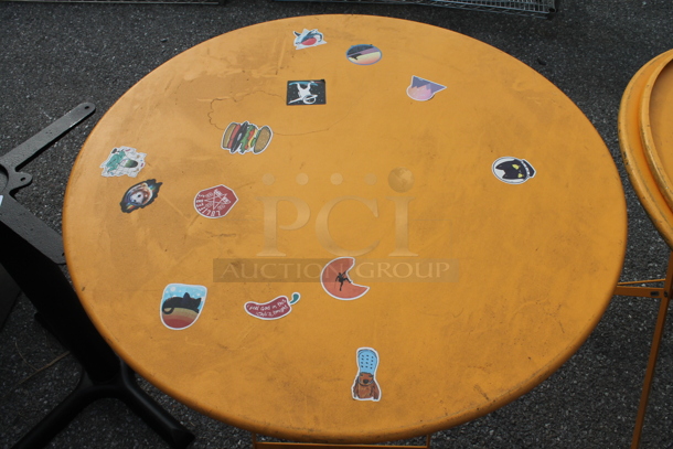 3 Metal Orange Round Folding Tables. 3 Times Your Bid! - Image 4 of 4
