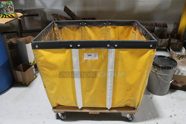 Yellow Laundry Cart on Commercial Casters. - Image 1 of 5