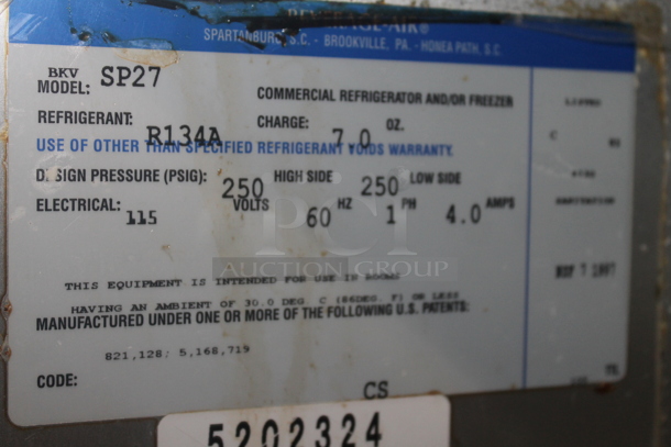 Beverage Air SP27 Stainless Steel Commercial Sandwich Salad Prep Table Bain Marie Mega Top on Commercial Casters. 115 Volts, 1 Phase. Tested and Working! - Image 6 of 6