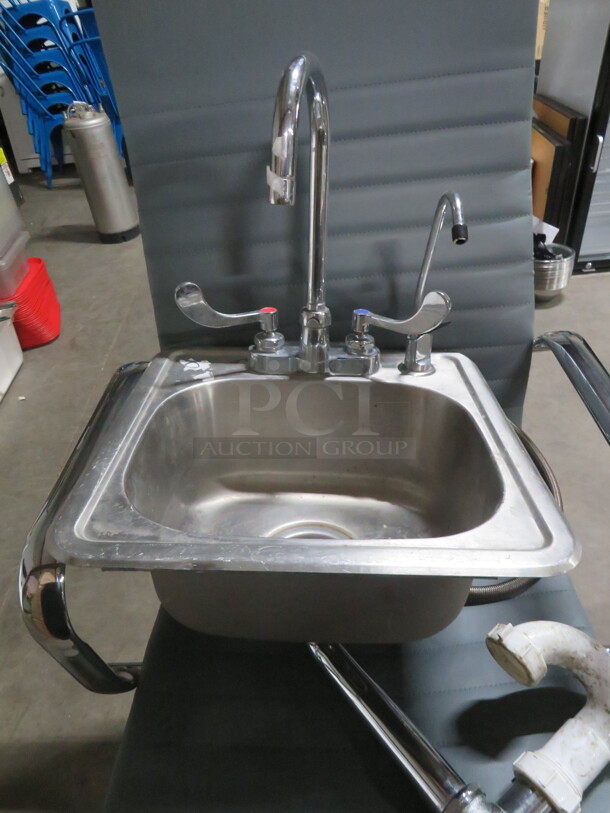 One Stainless Steel hand Sink With Faucet. 15X15