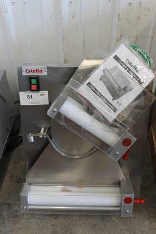 BRAND NEW SCRATCH AND DENT! Estella 348EDS12D Stainless Steel Commercial Countertop 12" Double Pass Dough Sheeter. 120 Volts, 1 Phase. Tested and Working!