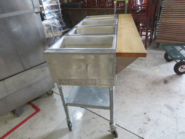 One Eagle 4 Well Steam Table With Under Shelf, Butcher Block Cutting Board, And Optional Board To Use AS A Table. Model# DHT4-240. 240 Volt. 3000 Watt. 63.5X31X39 - Image 2 of 4