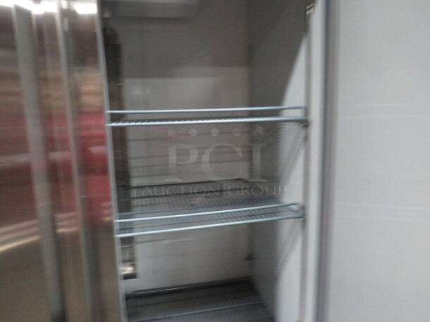 One Motak 2 Door freezer With 6 Racks, On Casters. Model#MSD-2DF-BAL-X. 52X32X83 - Image 3 of 4