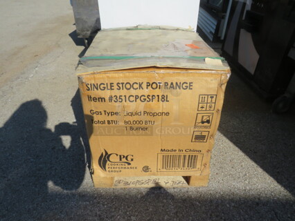 One NEW CPG 1 Burner Propane Powered Stock Pot Range. Model# 351-CPG SP18L.