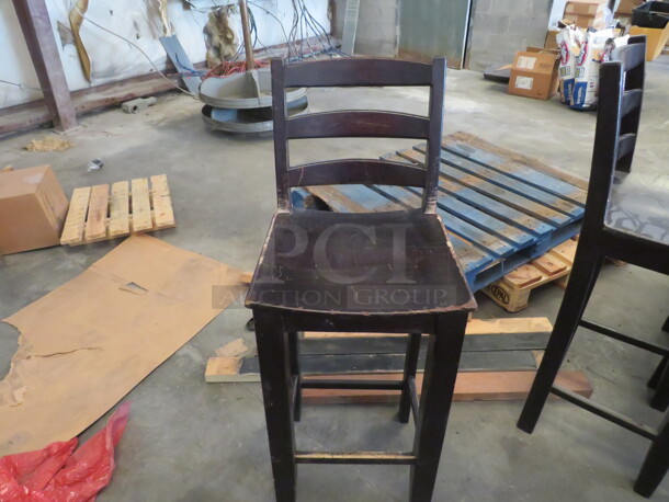 Wooden Bar Height Chair With Footrest. 2XBID