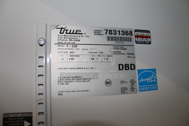 2013 True T-23F ENERGY STAR Stainless Steel Commercial Single Door Reach In Freezer w/ Poly Coated Racks on Commercial Casters. 115 Volts, 1 Phase. Tested and Working! - Image 3 of 3