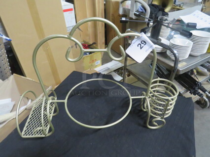 One Metal Plate/Napkin/Flatware Organizer.