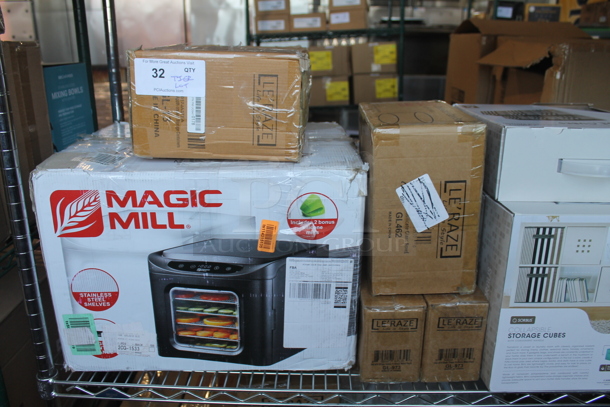 ALL ONE MONEY! Tier Lot of Various BRAND NEW SCRATCH AND DENT! Items Including Magic Mill Dehydrator, Le'raze GL462 Glass Bowls, Storage Cubes - Image 5 of 5