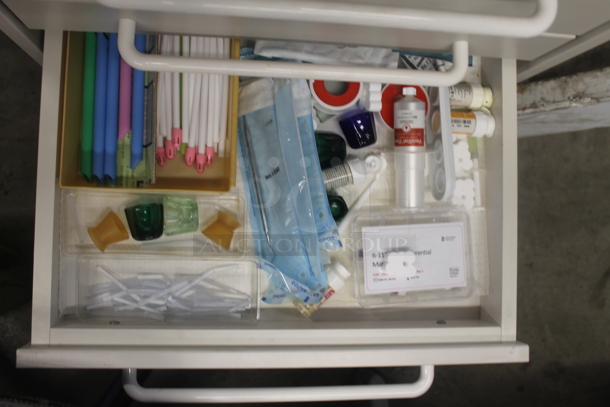 White Counter w/ 5 Drawers and Dental Equipment Contents. - Image 7 of 9