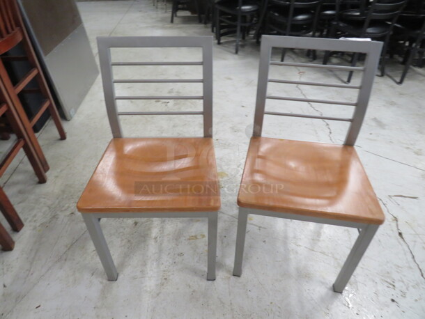 Metal Chair With Wooden Seat. 2XBID - Item #1111957