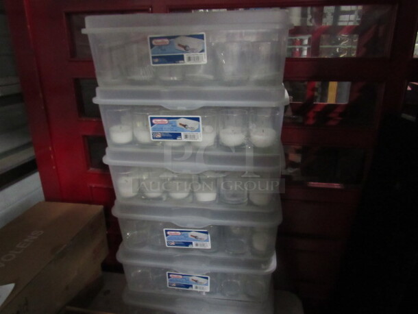 One Mega Lot Of Clear Candle Holders. - Image 3 of 3