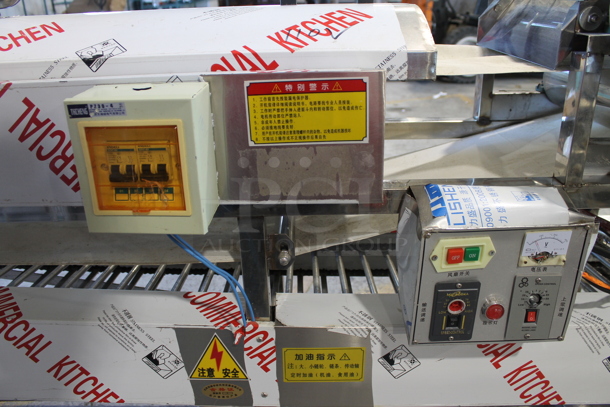 JM-500 Stainless Steel Commercial Floor Style Conveyor Liquid Filling Machine w/ Steam Chamber for Bao Bun Dumplings. 110-220 Volts.  - Image 8 of 9