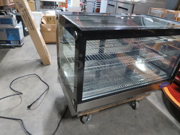 One WORKING Atosa Countertop Refrigerated Display Case With 2 Shelves.  Model# CRDS-56. 115 Volt. 35.5X22X27. $2677.00 - Image 2 of 3