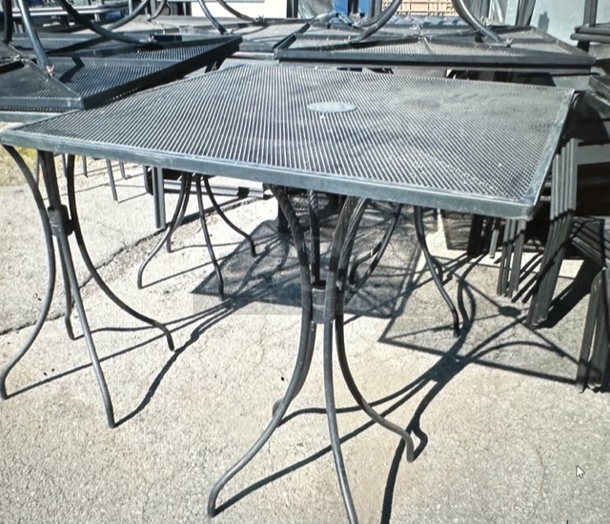 One Black Metal Bar Height Patio Table. 36X36X42. 