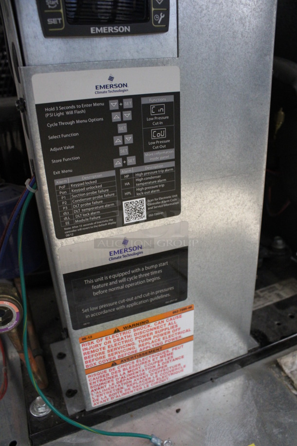 6'x5'x7' Norlake SELF CONTAINED Walk In Freezer Box w/ Floor, Norlake Model CPF100DC-A Condenser and Emerson Compressor. 208-230 Volts, 1 Phase. Picture of the Unit Before Removal Is Used As Gallery Picture - Image 6 of 9