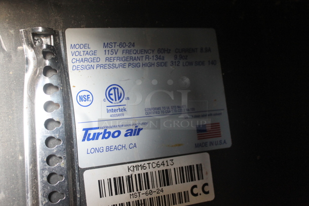 Turbo Air MST-60-24 Stainless Steel Commercial Sandwich Salad Prep Table Bain Marie on Commercial Casters. 115 Volts, 1 Phase. Tested and Working! - Image 8 of 8