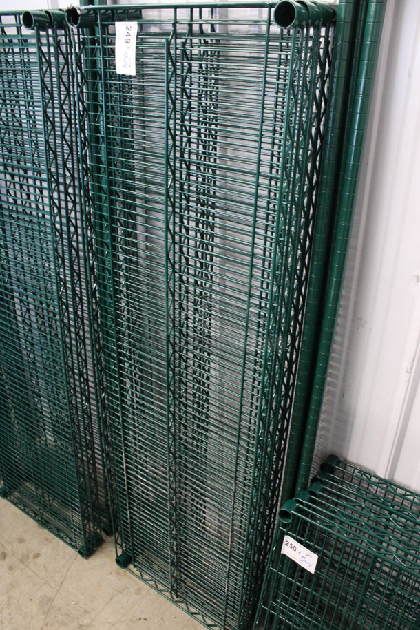 ALL ONE MONEY! Lot of 4 Green Finish Shelves and 4 Green Finish Poles! 60x18x1.5, 75" - Image 2 of 4