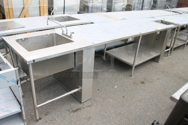 BRAND NEW! Stainless Steel Commercial Table w/ Sink Bay, Faucet, Handles and Under Shelf. Bay 24x20