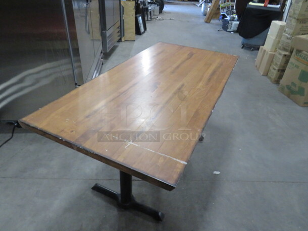 One Wooden Table Top On A Dual Pedestal Base. 60X30X30 - Image 2 of 3