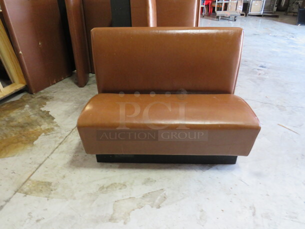 One Single Sided Brown Cushioned Booth. 44X26X36 - Image 1 of 1