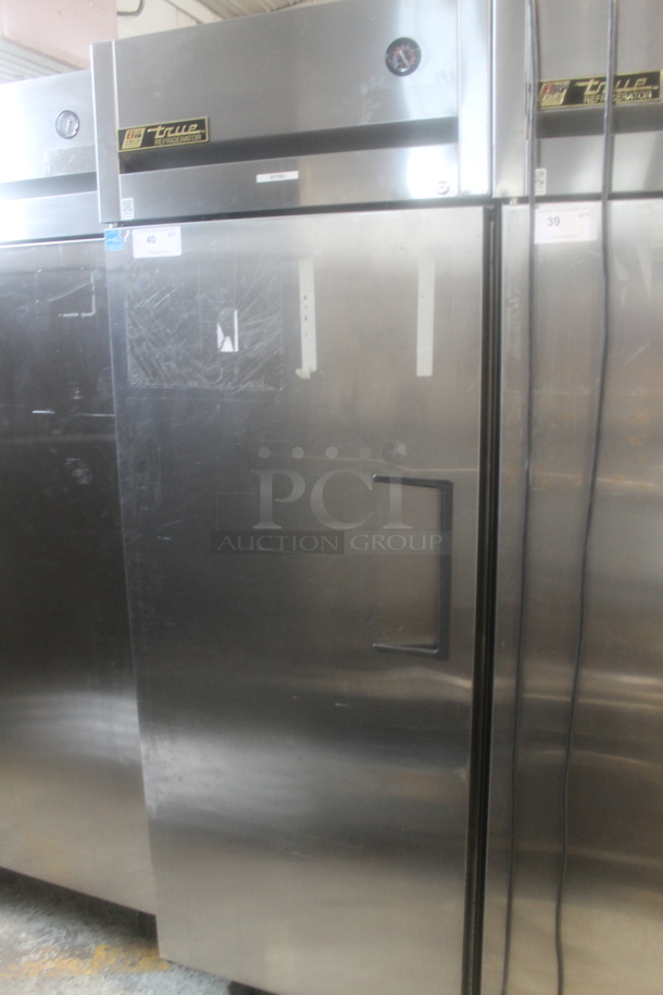 2015 True TG1R-1S ENERGY STAR Stainless Steel Commercial Single Door Reach In Cooler w/ Poly Coated Racks on Commercial Casters. 115 Volts, 1 Phase. Tested and Working! - Image 1 of 6