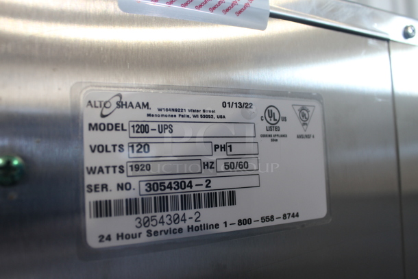 BRAND NEW! 2022 Alto Shaam 1200-UPS Commercial Stainless Steel Double Deck Heated Holding Cabinet With Steel Racks On Commercial Casters. 120V, 1 Phase. Tested and Working!   - Image 5 of 7