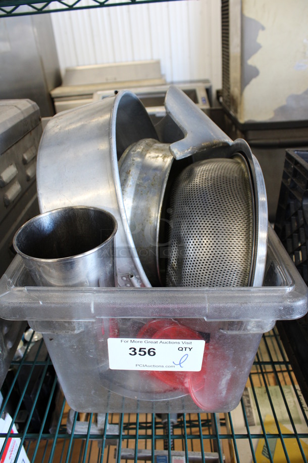 ALL ONE MONEY! Lot of Various Items Including Baking Pans, Strainer and Metal Pieces in Clear Poly Bin!