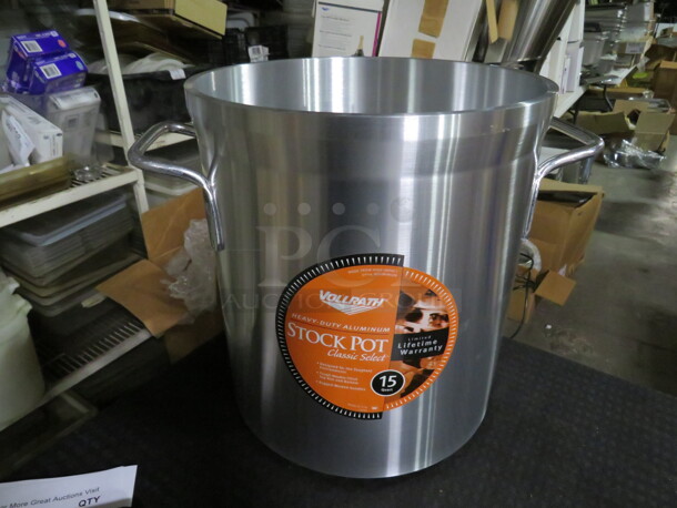 One NEW Vollrath 15 Quart Heavy Duty Aluminum  Stockpot. #68616 - Image 1 of 2