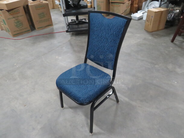 Black Metal Banquet Stacking Chair With Blue/Black Cushioned Seat And Back. 4XBID - Image 2 of 3