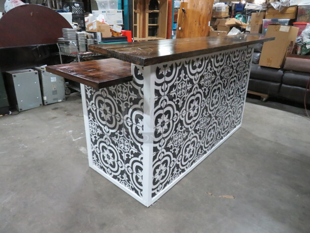 One Wooden Bar With 4 Under Shelves. 96X36X46 - Image 2 of 4