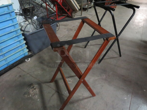 One Wooden Tray Stand.