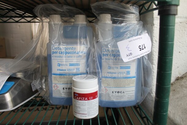 ALL ONE MONEY! Lot of 2 BRAND NEW Detergent Jugs and 1 Cafiza Bottle - Image 1 of 4