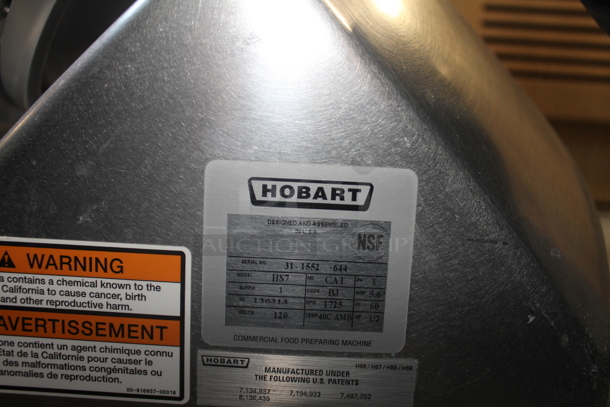 Hobart HS7 Commercial Stainless Steel Electric Countertop Meat and Cheese Slicer. 120V, 1 Phase. Tested and Working! - Image 6 of 7