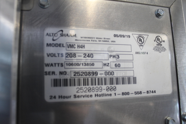 2019 Alto Shaam VMC H4H Vector Commercial Stainless Steel Electric Multi Cook Oven With 4 Chambers And Steel Racks. 208-240V, 3 Phase.  - Image 7 of 8