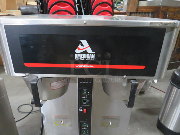 One American Metalware Twin Coffee Brewer With 2 Filter Baskets. Model# ICB-400. 120/240 Volt. 22.5X19X37 - Image 3 of 4