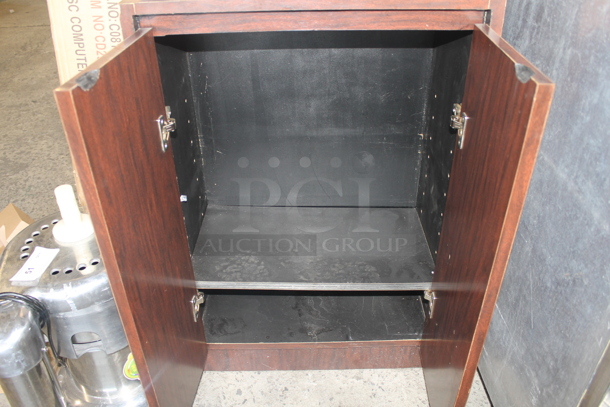 Wooden Storage Cabinet With Top Shelf And Two Door Base In Wood Style Finish.  - Image 4 of 6