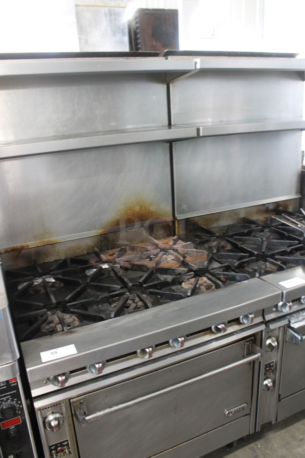 Jade Range JTHR-6-36C Stainless Steel Commercial Natural Gas Powered 6 Burner Range w/ Convection Oven, 2 Tier Over Shelf and Back Splash on Commercial Casters. 35,000 BTU. - Image 2 of 9