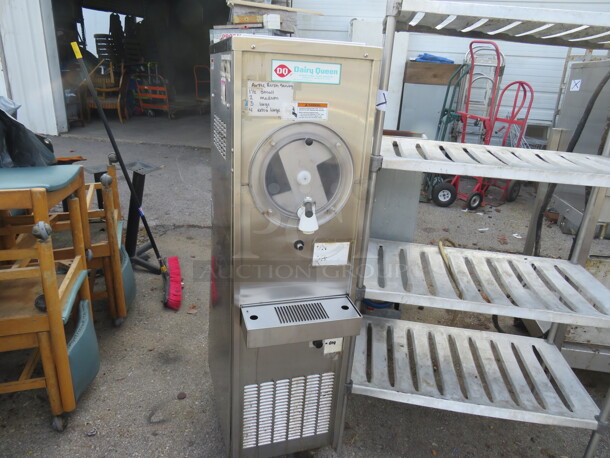 One SS Electro Freeze Frozen Slushie Machine On Casters. No Lid. Model# 145-214. 115 Volt. 15X28X58