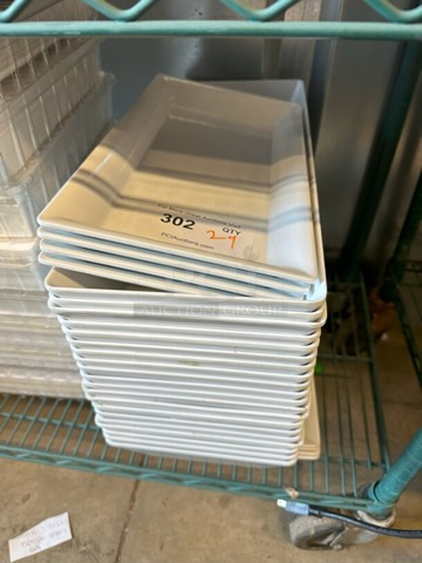 ALL ONE MONEY! Lot of 29 White Poly Long Trays - Image 3 of 4