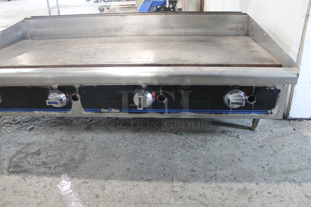 Star Max Stainless Steel Commercial Countertop Natural Gas Powered Flat Top Griddle.  - Image 2 of 7
