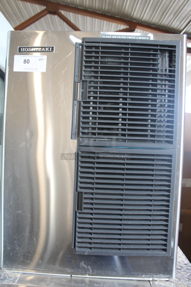 Hoshizaki Commercial Stainless Steel Electric Ice Machine With Storage Bin On Black Legs.  - Image 2 of 9