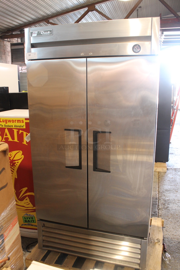 2016 True T-35 Stainless Steel Commercial 2 Door Reach In Cooler w/ Poly Coated Racks. 115 Volts, 1 Phase. Tested and Working! - Image 1 of 6