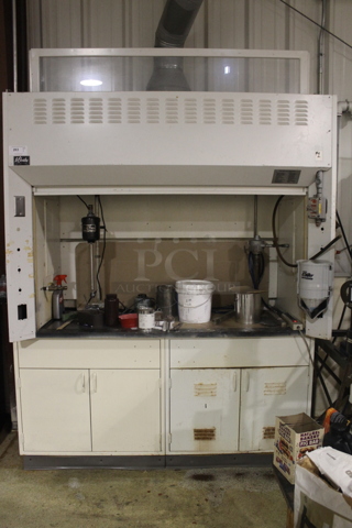 St Charles White Work Table w/ Dispersator, Hood and Contents. BUYER MUST REMOVE.