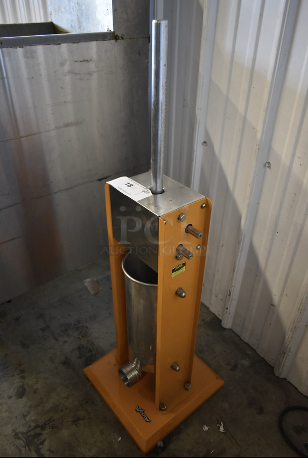 Weston 86-1101-W Orange Metal 11 Pound Capacity Vertical Sausage Stuffer. - Image 2 of 9