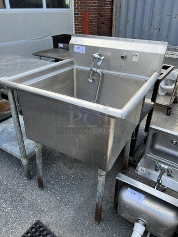 Stainless Steel Commercial Single Bay Sink w/ Faucet and Handles. 29x31x45 - Image 2 of 4