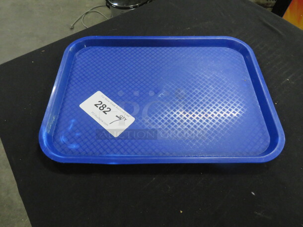 One Lot Of 7 Blue Lunch Trays. 16X12