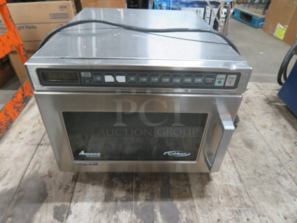 One Amana Microwave. #HDC18. 208/230 Volt. 1 Phase. 16.5X21X13