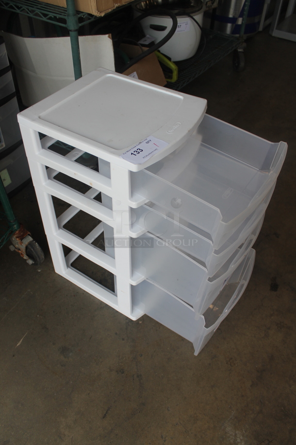Clear and White Poly 4 Drawer Filing Cabinet. - Image 4 of 4