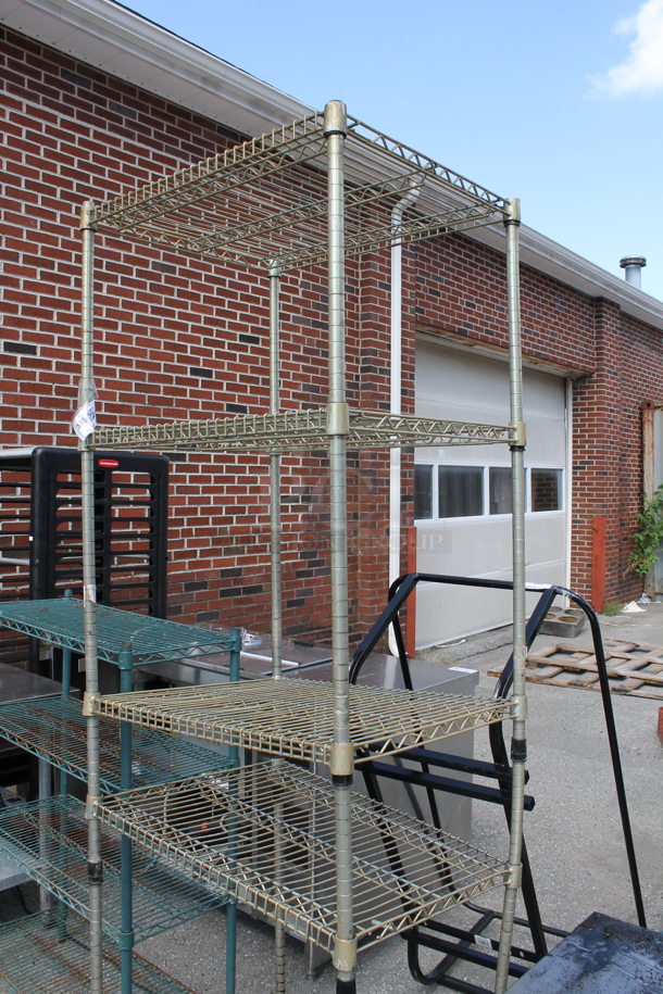 Gray Finish 4 Tier Wire Shelving Unit. BUYER MUST DISMANTLE. PCI CANNOT DISMANTLE FOR SHIPPING. PLEASE CONSIDER FREIGHT CHARGES. - Image 2 of 3