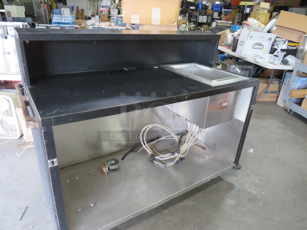 One Portable Bar With Ice Well, Under Shelf On Casters. 64X29X49. Ice Well 12X19X9.5. - Image 3 of 5